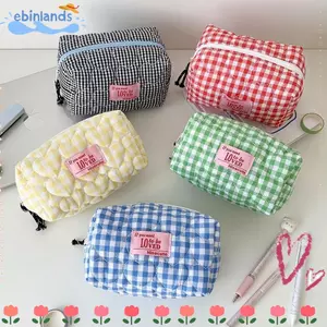 Túi đựng đồ trang điểm EBINLANDS, Hộp đựng mỹ phẩm có dây kéo đa năng, Túi đựng bút chì chần bông dung tích lớn dễ thương dành cho học sinh