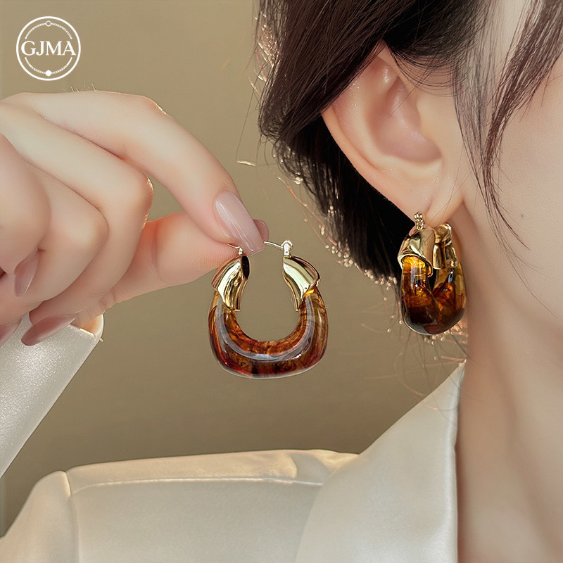 Kim Bạc Hình Học Bông Tai Nhựa Không Đều Tính Khí Phụ Kiện Thời Trang Nữ