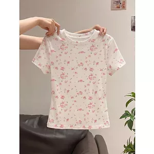 Milyfashion Hoa Chính Hãng Vai Slim Tay Ngắn Mùa Hè Phong Cách Mới Phù Hợp Với Niche Chic Ngắn Top Y2K ED22