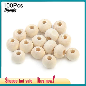 100 Chiếc 6 / 8 / 10 / 12 / 14 Mm Gỗ Rời Hạt Cho DIY Trang Sức Bông Tai Vòng Tay Thủ Công