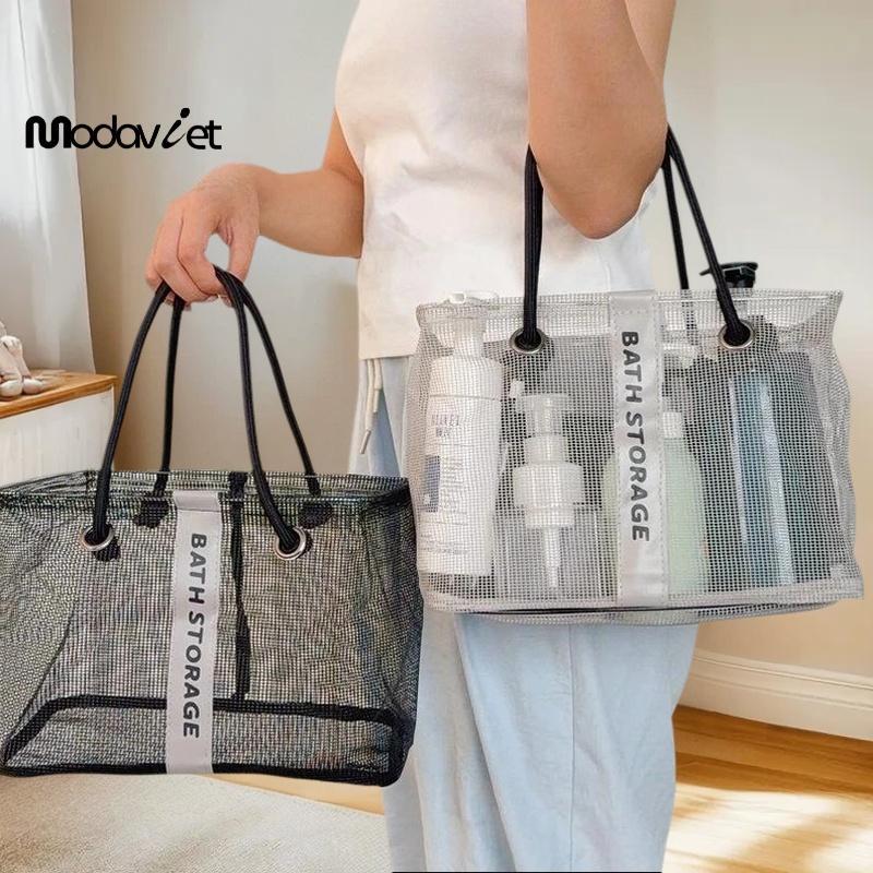 [modavietnamshop] Giỏ tắm Tote di động Túi chống nước có tay cầm Túi đựng đồ vệ sinh dung tích lớn Unisex Đẹp