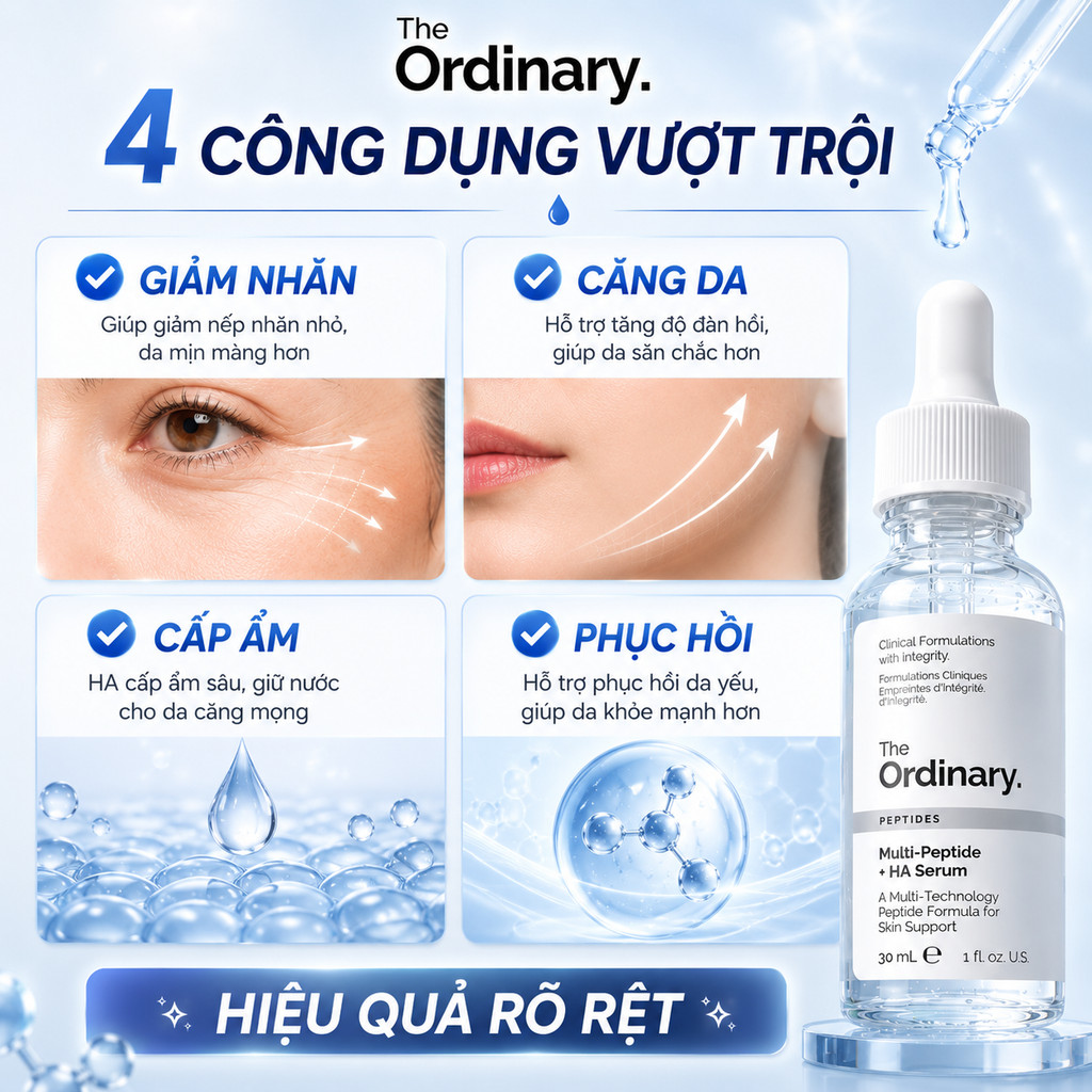 Serum The Ordinary Multi Peptide + HA 30ml Chống Lão Hóa Giảm Nhăn Căng Da Chính Hãng