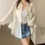 Áo sơ mi chống nắng PYCOU, Áo dài tay chống nắng dáng rộng vừa vặn, Áo sơ mi lụa băng bảo vệ chống nắng nhẹ 2026 dành cho nữ