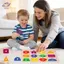 HFTOY Hình Gỗ Peg Đồ Chơi Montessori Giáo Dục Có Núm Lớn Cho Bé Hoạt Động Nhận Dạng Hình Sớm Tại Nhà ~