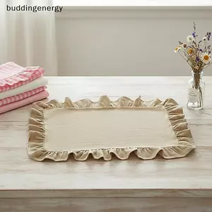 {BUDDI} Bộ đồ lót xếp nếp sọc xanh hồng Vải bền chống trượt để trang trí bàn ăn nhà bếp {buddingenergy}