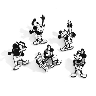 5 Cái / bộ Hoạt Hình Hợp Kim Mickey Trâm Cài Đen Trắng Chuột Mickey Kim Loại Huy Hiệu Quần Áo Túi Trang Trí Pin