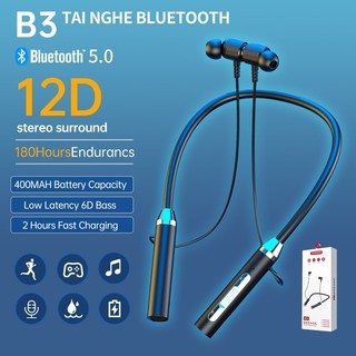 Tai Nghe Bluetooth B3 – Âm Thanh Vòm 12D, Thiết Kế Đeo Cổ Thể Thao