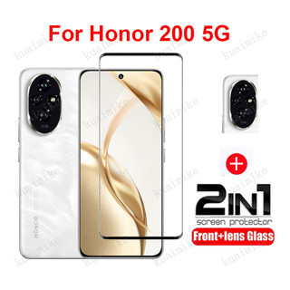 Kính cường lực Honor 200 5G cho Honor 200 Pro 90 GT Lite 70 Magic6 5 Pro X9b X8b X7b X9a X8a X7a X6a 9D 2 trong 1 Bảo vệ màn hình Ống kính máy ảnh Kính cường lực Full Cover Kính cường lực