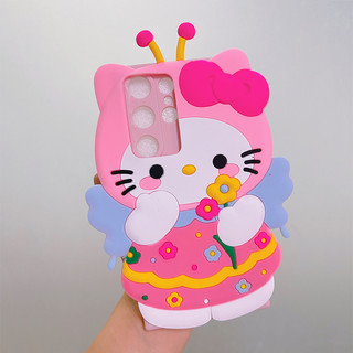 Ốp điện thoại lập thể Kawaii Pink Bee Cat Kitty cho Vivo V70 ELite V70 FE V60 Lite V60E Y05 Y11D Y31D Y11 Y21D Y31 5G Y21 Y200 Y29T Vỏ điện thoại