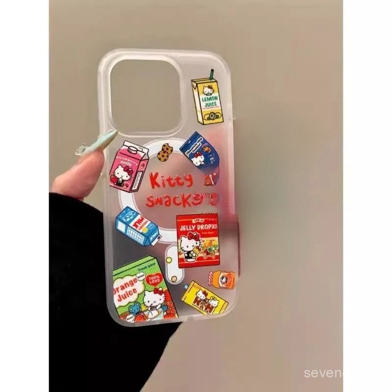 Ốp Điện Thoại Thích Hợp Cho iPhone Nắp Chai Màu Đỏ KT Cat Giá Đỡ Từ Tính 17 / 16 / 15promax / 14 Phong Cách Mới 13 / 12 / 11pro Niche xsmax / xr Sáng Tạo Chống Sốc Lỗ Lớn Bao Gồm Tất Cả Vỏ Bảo Vệ DSYG