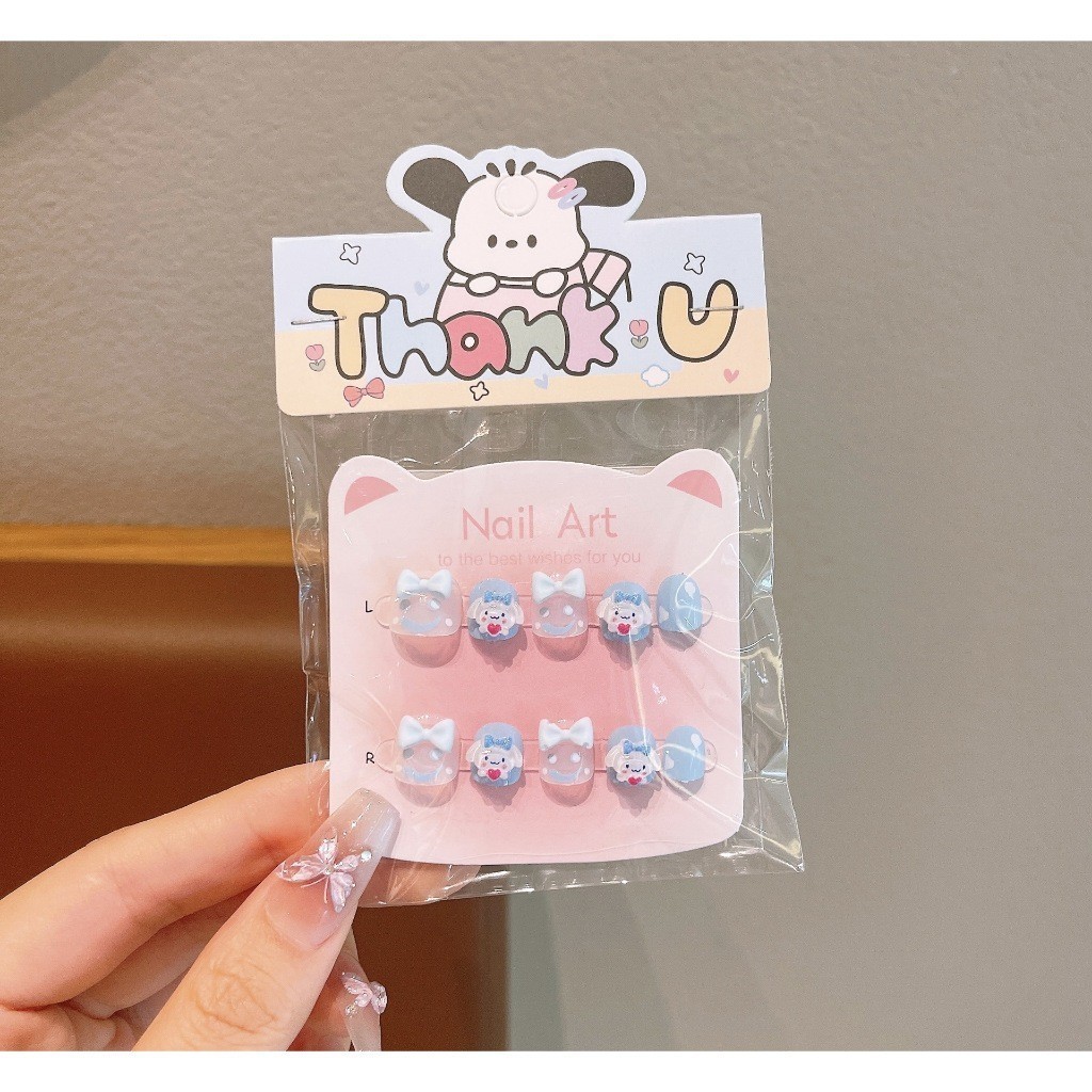 Hộp 10 móng tay giả 3D Kurumi – miếng dán móng cho bé gái, phụ kiện làm đẹp dễ thương 🎀 FREESHIP 🎀