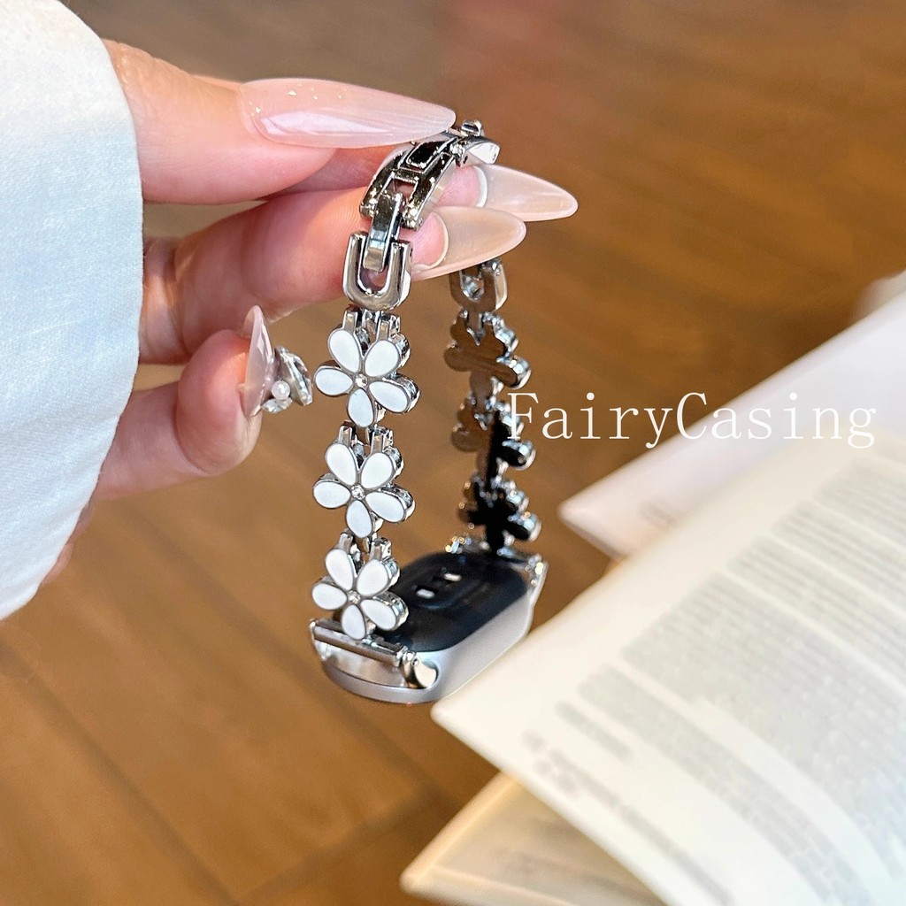 Dây đeo dầu nhỏ giọt hoa Thích hợp cho Xiao Mi Band 10 9 8 7 6 5 4 3 cho kim loại cho vòng đeo tay bằng thép không gỉ Miband 10pro 9 8 Pro