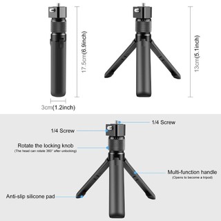 Chân đế ba chân máy ảnh JKDESIGN, với chân máy Webcam hợp kim nhôm vít 1 / 4, Gậy Selfie Mini có thể mở rộng cho Insta360 X5 X4 X3 / DJI / DJI OSMO Phụ kiện máy ảnh hành động