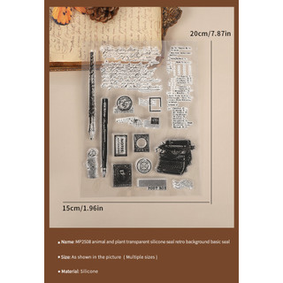 JIANWU Vintage Tiếng Anh Văn Bút Tem Phong Cảnh Chất Liệu Cắt Dán Trong Suốt Silicon Tem Sáng Tạo DIY Tạp Chí Văn Phòng Phẩm