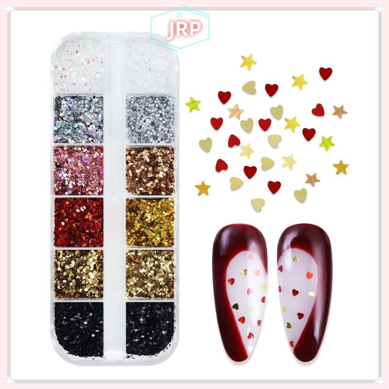 JRP 1mm Ngôi Sao Lấp Lánh Móng Tay Lấp Lánh Tình Yêu Trang Trí Móng Tay Móng Tay Thiết Kế Salon Phụ Kiện Dễ Thương DIY Nail Art Design JRP