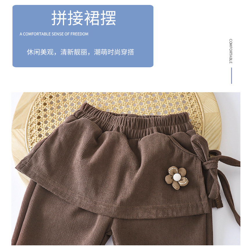 ​Bé Gái Giả Hai Mảnh Quần loe Mùa Thu Culottes Một Mảnh Quần loe Kích Thước 90-150​ BSC7