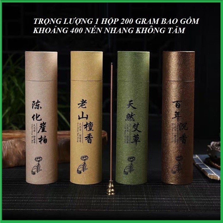 Hộp 200 Gram Nhang Trầm Không Tăm, Nhang thiền 400 Cây