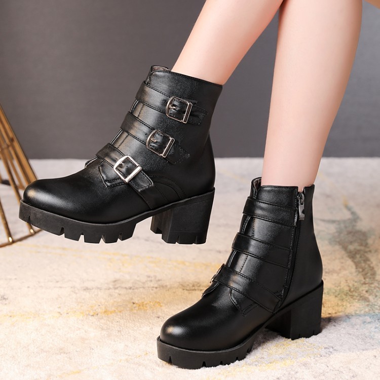 CHD34-46 Kích Thước Lớn Đi Lại Hàng Ngày Phù Hợp Với Tất Cả Trận Đấu Dây Kéo Bên Dây Kéo Dày Đế Dày Nữ Ngắn-