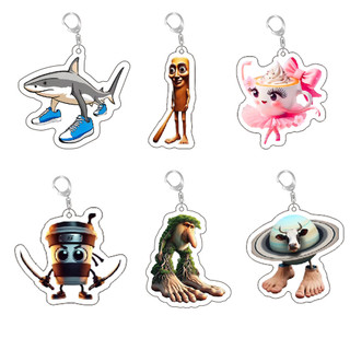 Italian Brainrot Funny Acrylic Animal Keychains Ring Bag Car Women Men Jewelry Children Pendant Jewelry Accessory