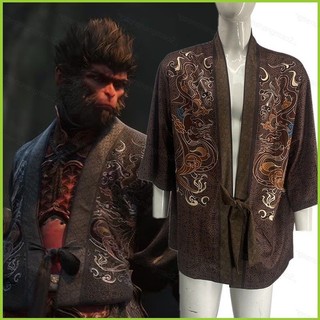 Áo cosplay Thần Thoại Ngộ Không màu đen, thiết kế haori linh mục, size 4XL