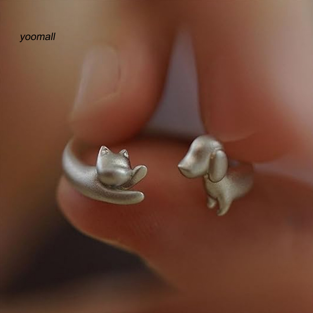 Đôi nhẫn đáng yêu có hình chó và mèo, thể hiện tình bạn đặc biệt - Thiết kế tinh tế
