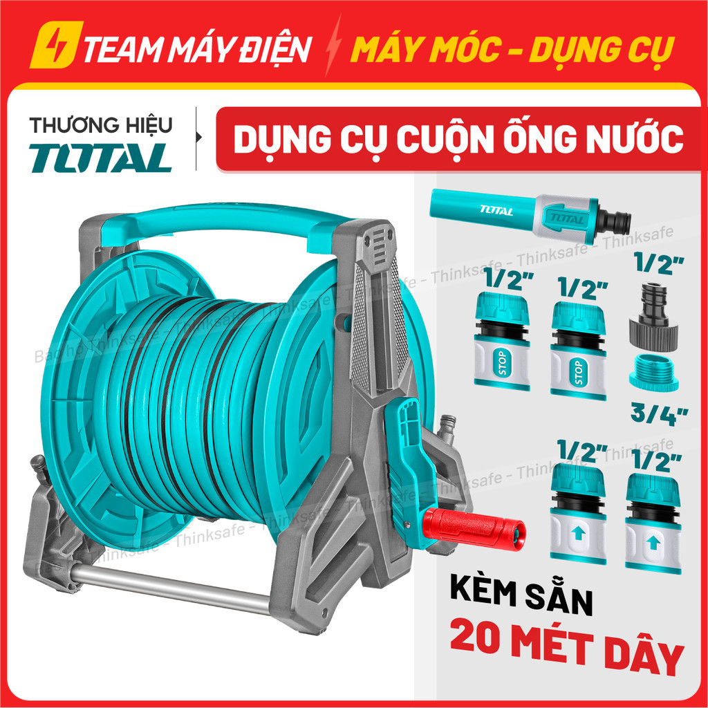 Rulo cuộn ống nước kèm ống 1/2 inch x 20 mét TOTAL THHR20124 Bộ công cụ ...