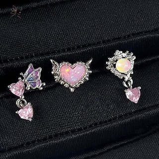 HNKMP Thời Trang Chuyển Màu Hồng Trái Tim Bông Tai Ngọt Ngào Tinh Tế Thả Bông Tai Piercings Phụ Kiện Trang Sức Quà Tặng.