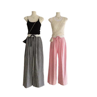 Quần Suông Kẻ Nữ Cạp Cao Dài 100 cm