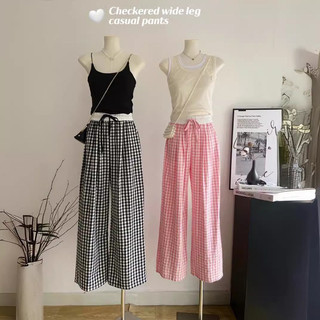 Quần Suông Kẻ Nữ Cạp Cao Dài 100 cm