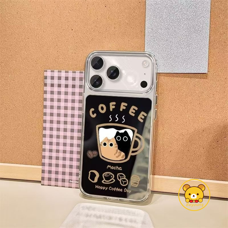 Ốp Điện Thoại Gương Mèo Dễ Thương Cho Honor 400 300 Pro Ultra 200 Smart 100 90 Lite 80 70 60 50 Pro Plus 60 50 SE Magic 7 6 Pro 5 4 Lite Vỏ Cốc Cà Phê Hoạt Hình Ốp Lưng Chống Sốc
