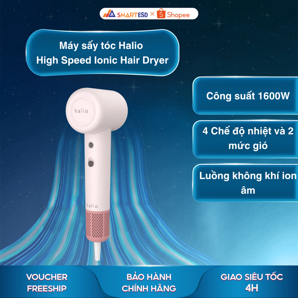 Máy sấy tóc Halio High Speed Ionic Hair Dryer - 1600W - Bảo hành chính hãng 24 tháng
