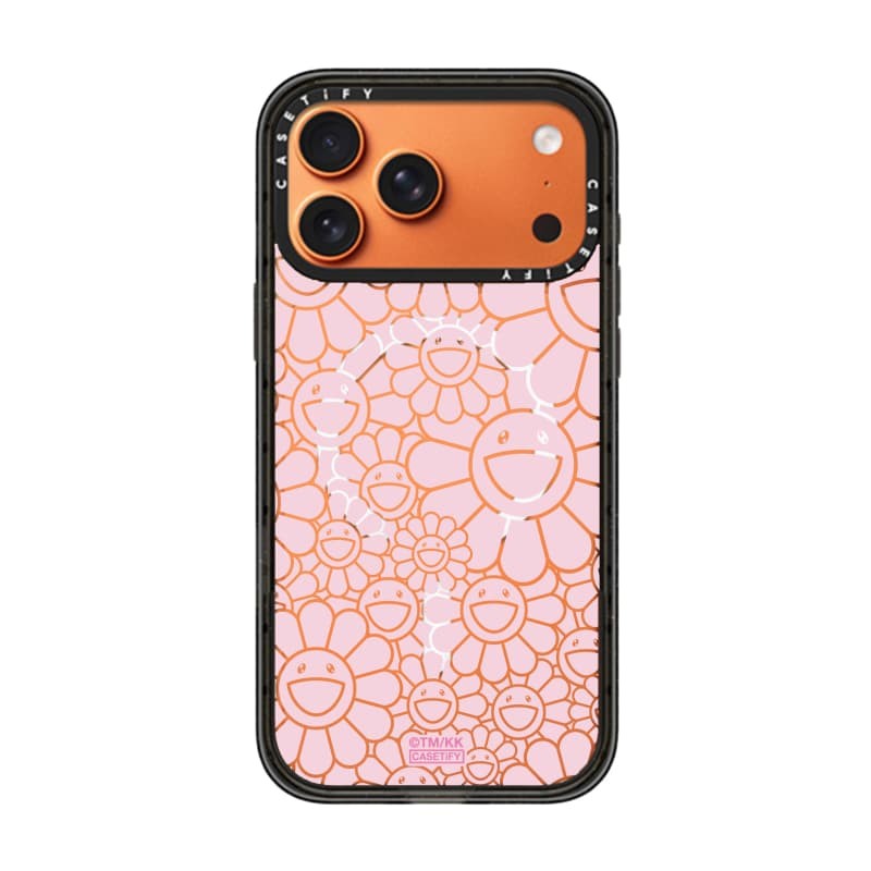 TAKASHI MURAKAMI x CASECASE: FLOWERS BLOOM MULTI-FLOWERS (HỒNG) Vỏ tác động hút từ tính cứng trong suốt cho Apple IPhone 12 13 14 15 16 17 Pro Max Air Plus có hộp