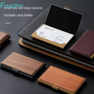 FUJIOU ID Thẻ Tín Dụng Nam Nữ Màn Hình Bằng Gỗ Đứng Để Bàn Lưu Trữ Thẻ Thép Không Gỉ Hộp Bảo Quản