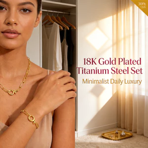 Thời trang, thích hợp, tối giản thép không gỉ và thép titan mạ vàng 18K, vòng tay dây chuyền kẹp giấy cao cấp và trang sức vòng cổ