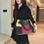 Túi Tote Canvas Retro Màu Sắc Tương Phản Dung Tích Lớn Di Động Đeo Ngang Đi Lại Nữ