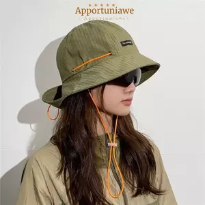Mũ xô dây rút mùa hè IAPPORTUNIA, Mũ xô vành rộng chống tia cực tím, Mũ chống nắng ngoài trời bảo vệ cổ có thể điều chỉnh