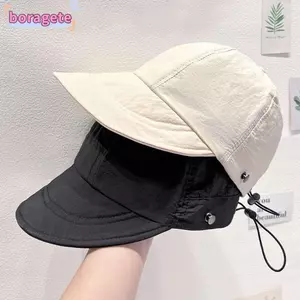 Mũ chống nắng BORAGETE, Mũ đi biển vành rộng đuôi ngựa, Dây rút có thể điều chỉnh mùa hè Tấm che khô nhanh cho nam nữ