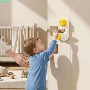 Khóa cốc hút QEARY, Khóa an toàn cửa hút chân không có thể điều chỉnh 3 lỗ, viền mịn tròn không có mũi khoan bằng nhựa rắn không mùi Khóa tay cầm chống trẻ em Chặn cửa mở trẻ em