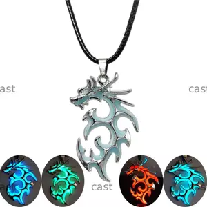 CAST Dạ Quang Vòng Cổ Rồng, Vintage Punk Charm Dragon Mặt Dây Chuyền Vòng Cổ, Năm Phát Sáng Trong Bóng Tối Trang Sức Dự Tiệc Đá Mặt Trăng Phát Sáng Vòng Cổ Nam Bé Trai