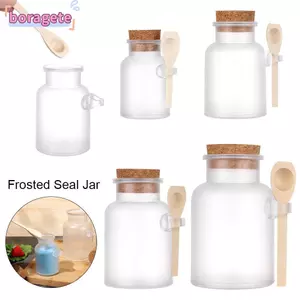 BORAGETE 100-500g Frosted Seal Jar Organizer Hộp đựng thìa gỗ di động