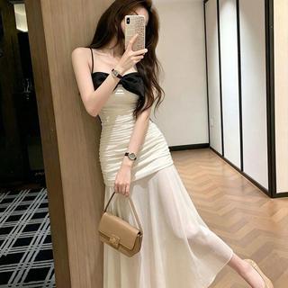 [Seckill trong thời gian có hạn] Đầm đi biển Pure Desire Váy dài đẹp mùa hè 2026 Váy dây đeo nơ khí chất khổng lồ
