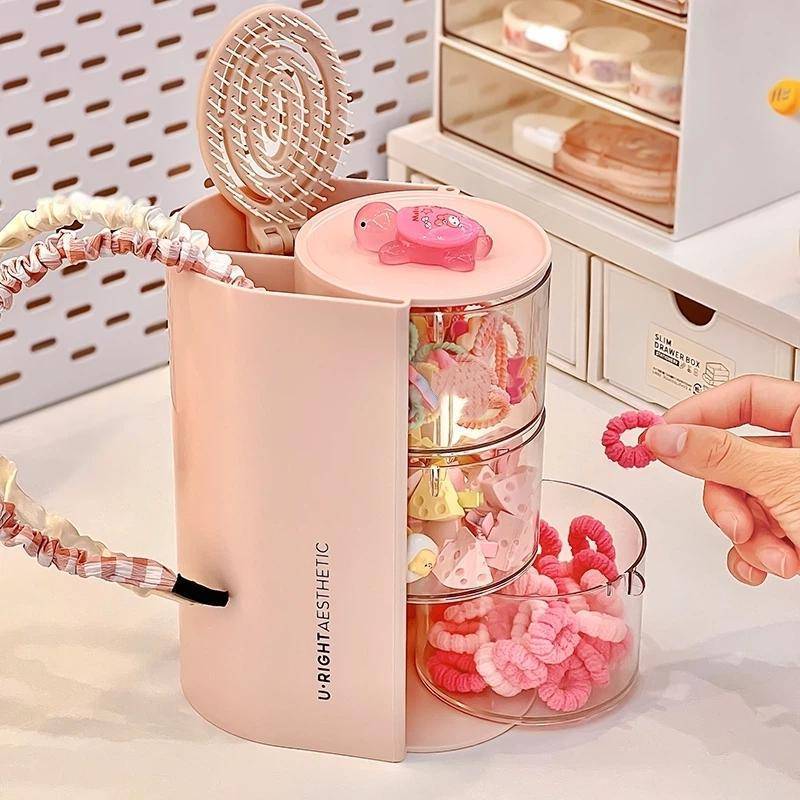 [MAKY] Hộp đựng mỹ phẩm xoay đa chức năng chống bụi 360 độ để đựng đồ trang điểm trên bàn trang điểm VN