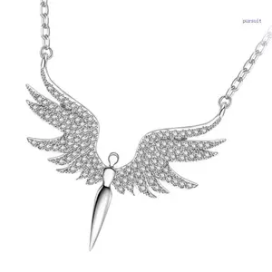 SUIT Vòng cổ hình cánh thiên thần độc đáo với thiết lập đá Zircon an toàn tuyệt vời để sử dụng hàng ngày hoặc tặng cái nhìn thời trang