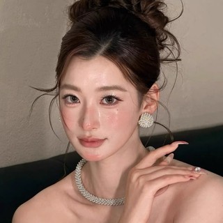 1 bộ bông tai ngọc trai thanh lịch, vòng cổ, bữa tiệc thời trang nữ, cô dâu cưới, váy cưới, phụ kiện, cảm giác cao cấp