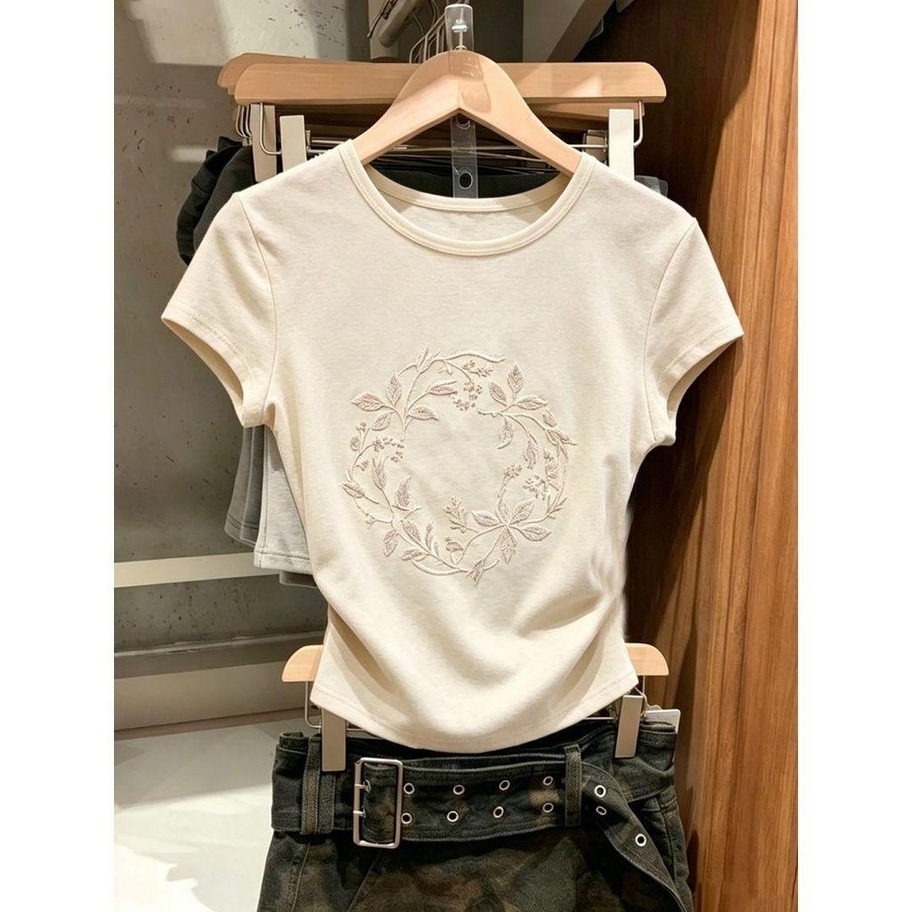 [Giảm giá trong thời gian có hạn] 2026 Phong cách mới màu nâu ngắn tay Cotton co giãn vải thoải mái in hoa Slim-fit Thợ may Sli