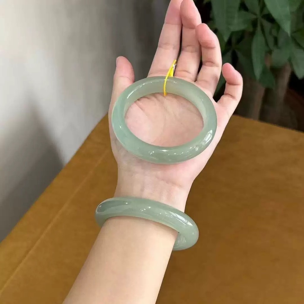 Vòng tay đá mắt mèo băng tròn màu xanh lá cây hồ