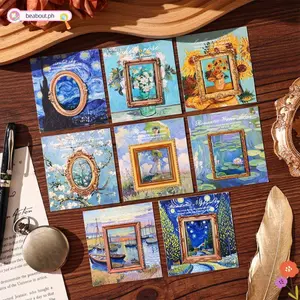 BEABOUT Bookmark, Bút đánh dấu trang rỗng bằng kim loại, Khung nghệ thuật cổ điển Tranh nổi tiếng Kẹp trang kim loại Người yêu đọc sách