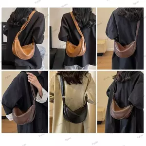 Túi đeo chéo PYCOU, Túi đeo vai thiết kế hợp thời trang bằng da PU, Túi đựng bánh bao nhẹ thông thường nhỏ Sử dụng hàng ngày