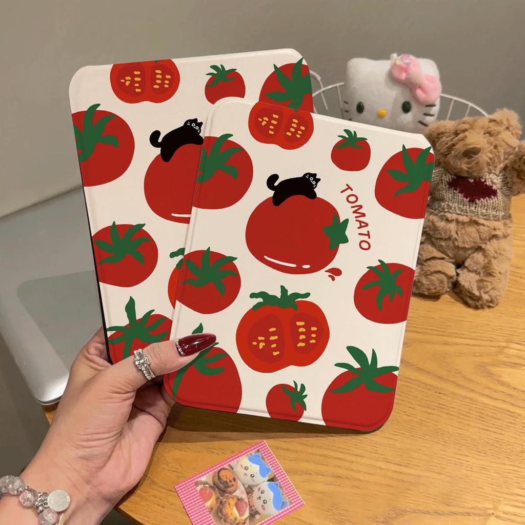 Gương gấp mini họa tiết cà chua đỏ mùa hè gương trang điểm tươi mát