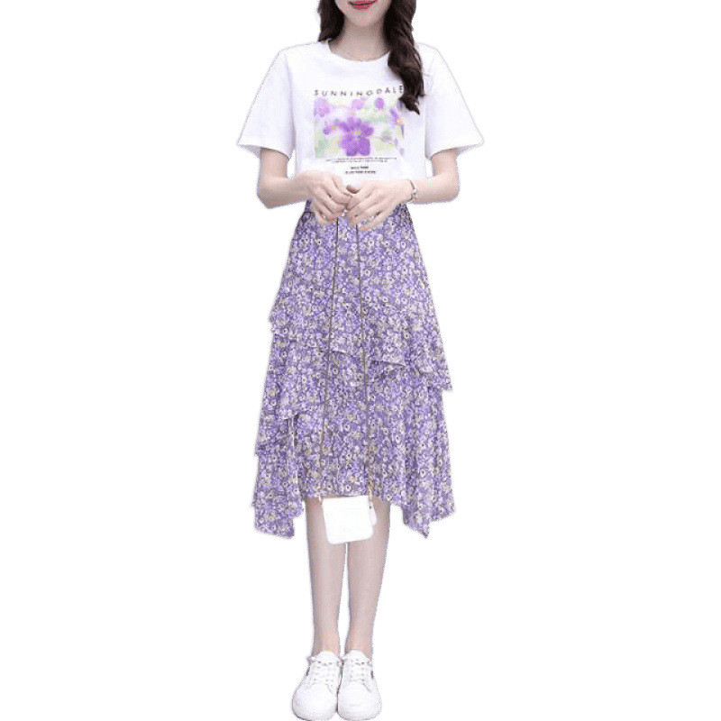 Đầm voan hoa nhí dáng suông/bộ hai mảnh dành cho nữ, phong cách Pháp ngọt ngào mùa hè, giúp thon gọn vóc dáng.